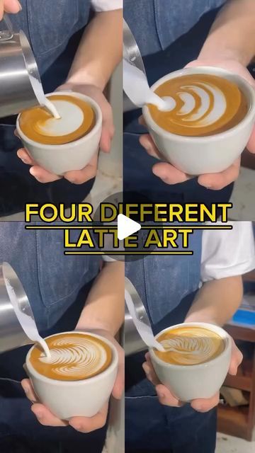 Coffee | Latte | Cappuccino on Instagram: "Four Latte Art you should Master! 🥋 📷 By @yg.coffee.training #latteart #coffeetraining #espresso #coffee" Capuccino Art, Arte Del Cappuccino, Latte Art Video, Vietnam Coffee, How To Make A Latte, Cappuccino Art, Coffee Latte Art, Coffee Latte, Latte Art