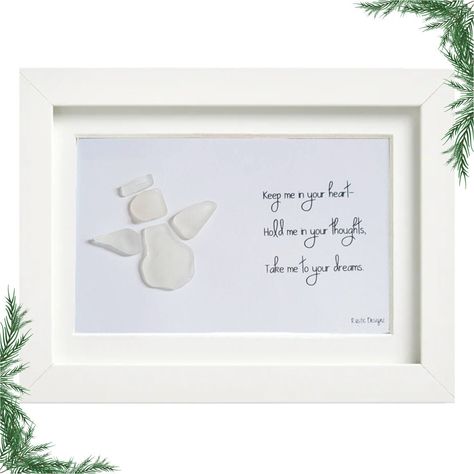 Beautiful Angel - Genuine Sea Glass Art Frame | Sympathy Gift, Mourning Loss, Grief Support | Angel Art, Sea Glass Decor by RusticDesignzCDN on Etsy Beach Glass Angels, Sea Glass Art Friends, Sea Glass Cross, Sea Glass Angel, Fair Crafts, Sea Glass Decor, Sea Glass Gifts, Sea Glass Art Diy, Sea Glass Art Projects