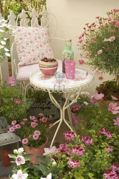 Jardin Style Shabby Chic, Small Balcony Garden, Decoration Shabby, Shabby Chic Garden, Backyard Seating, Have Inspiration, Garden Pictures, Small Garden Design, Gorgeous Gardens