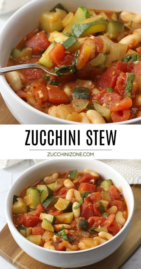 Zucchini Stew, Zucchini Soup Recipes, Easy Zucchini Recipes, Vegan Stew, Zucchini Soup, Canned Tomatoes, Easy Zucchini, Cannellini Beans, Stew Recipe