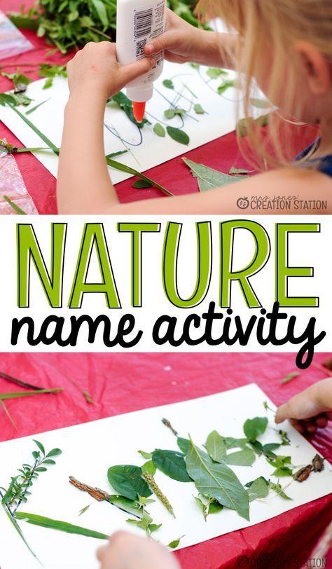 Nature Name Activity - Mrs. Jones Creation Station Nature Prek Activities, Name Activity, Natural Learning, Outdoor Learning Activities, Nature Names, Nature School, Creation Station, Name Activities, Outdoor Education