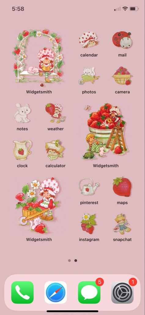 Strawberry Themed Homescreen, Stawberryshotcake Wallpaper, Strawberry Shortcake Ipad Wallpaper, Strawberry Shortcake Graduation Cap, Strawberry Shortcake Phone Case, Strawberry Home Screen, Strawberry Shortcake Phone Theme, Aesthetic Ipad Homescreen Layout Pink, Strawberry Shortcake Homescreen