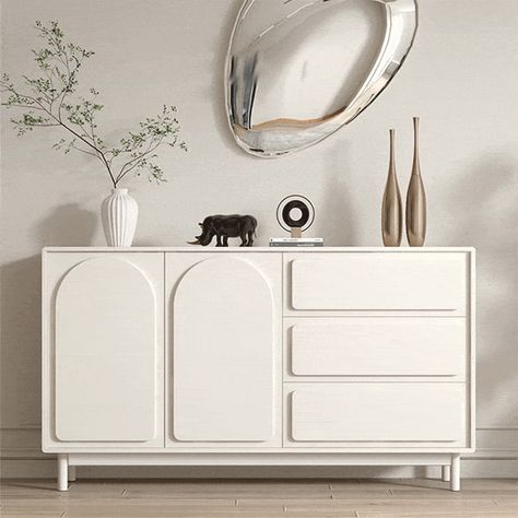 The Cole Sideboard Cabinet is manufactured with high-quality engineer wood with sturdy solid wood legs which enhance the stability of the sideboard. Solid color finish with warm cream color along with wood legs give this wonderful piece a unique style. Cream Sideboard, Entrance Hall Furniture, Sideboard With Drawers, Space Saving Shoe Rack, Modern Sideboard Buffet, White Buffet, Contemporary Sideboard, Hall Furniture, Modern Buffet