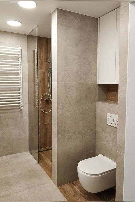 Bathroom Shower Next To Toilet, Toilet With Shower Design, Bathroom With No Door Ideas, Toilet Shower Design, Wc Design Ideas, Modern Rustic Bathroom Ideas, Modular Bathrooms, Toilet And Bathroom Design, Very Small Bathroom