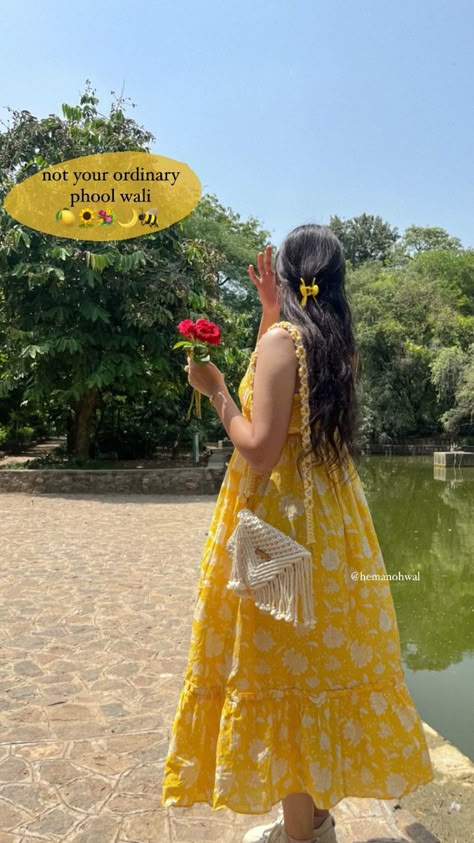 Summer dress Yellow Dress Caption, Yellow Dress Aesthetic, Summer Snap, Nature Photography Quotes, Instagram Creative Ideas, Good Instagram Captions, Profile Pictures Instagram, Instagram Photo Editing, Stylish Photo Pose