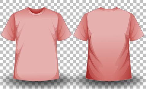 Front and back of pink t-shirt on transp... | Free Vector #Freepik #freevector #cartoon-svg #cartoon-clothes #pink-t-shirt #clip-art Kaos Pink, Cartoon Clothes, Cool Shirt Designs, Tshirt Template, Peach Shirt, Cartoon Svg, Shirt Illustration, Peach Fuzz, Pink T Shirt