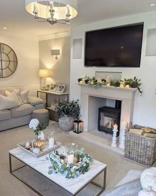 Garden Lighting Ideas | Lights4fun.co.uk Log Burner Living Room, Cream Living Rooms, Living Room Decor Gray, Decor Shopping, Cosy Living, Living Room Decor Fireplace, Living Room Color Schemes, Cosy Living Room, Decor Themes