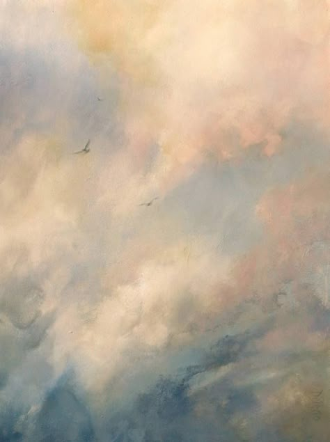 Ipad Wallpaper Aesthetic Clouds, Cloud Painting Abstract, Neutral Oil Painting, Birds In The Sky Painting, Large Simple Painting, Clouds Painting Wallpaper, Oil Pastel Clouds, Sky Background Painting, Sky Aesthetic Painting