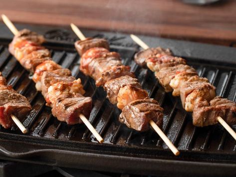 Surf and Turf Skewers Recipe | Ree Drummond | Food Network Surf And Turf Skewers, Hollandaise Recipe, Ree Drummond Recipes, Steak And Lobster, Tenderloin Steak, Skewer Recipes, Surf And Turf, Pioneer Woman Recipes, Ree Drummond