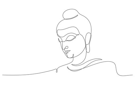 buddha face portrait in continuous line drawing Buddha Graphic Design, Buddha Line Art, Buddha Tattoo Design, Buddha Art Painting, Buddha Tattoo, Buddha Face, Buddha Beads, Face Portrait, Geometric Drawing