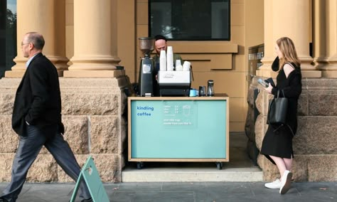 Kindling Coffee pops-up on North Terrace - CityMag Bev Cart, Coffee Pop Up, Food Booth, Mobile Coffee Cart, Coffee Bar Wedding, Mood Coffee, Pop Up Cafe, Mobile Coffee Shop, Mini Cafe