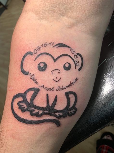 Character Tattoo Ideas, Monkey Tattoo, Monkey Tattoos, Cartoon Character Tattoos, Spider Monkey, Memorial Tattoo, Cartoon Tattoos, Blast From The Past, Name Tattoos