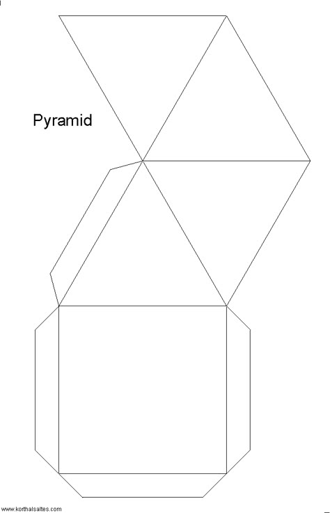 Pyramid Template  http://www.korthalsaltes.com/model.php?name_en=square%20pyramids Paper Pyramid Template, Pyramid Cutout Template, Square Pyramid Template, Pyramid Paper Craft, Pyramid Template Free Printable, Pyramid Craft For Kids, Pyramid Craft, Pyramid Template, Paper Pyramid