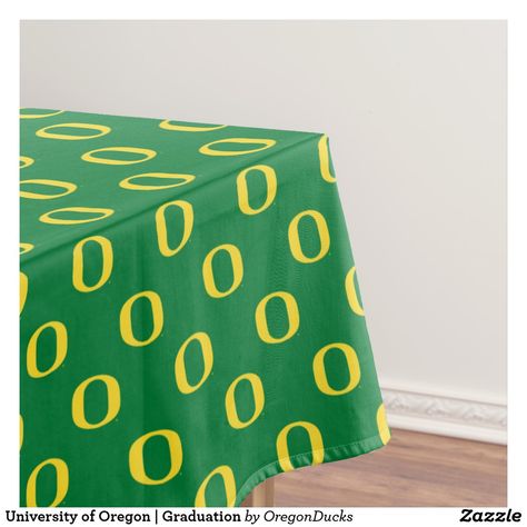 University of Oregon | Graduation Tablecloth Graduation Table Ideas, Oregon Ducks Party, University Of Oregon Graduation, Oregon Outfits, Oregon Aesthetic, Oregon University, Oregon Ducks Logo, Graduation Table, Graduation Tables