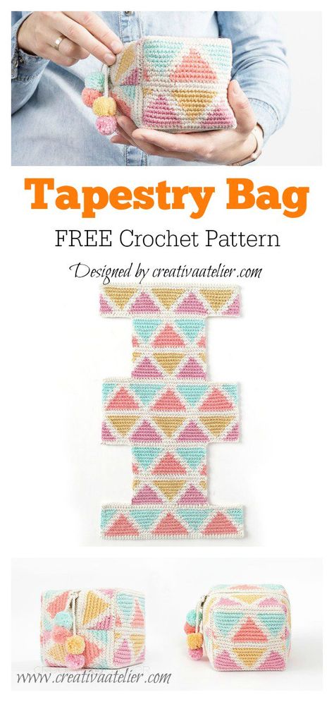 Bag Free Crochet Pattern, Mochila Crochet, Crochet Bag Pattern Free, Bag Pattern Free, Tapestry Crochet Patterns, Tapestry Bag, Crochet Tapestry, Tapestry Crochet, Crochet Basket