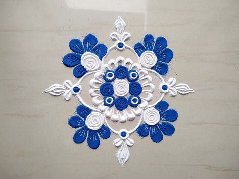 Blue Rangoli, Rangoli Making, Unique Rangoli, Free Hand Designs, Rangoli Colours, Floor Decoration, Simple Rangoli Designs Images, Rangoli Designs Images, Free Hand Rangoli Design