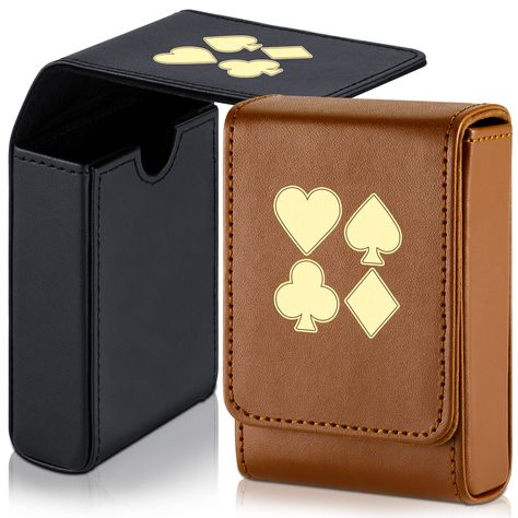 PRICES MAY VARY. Convenient Design: the PU leather playing cards cases feature magnetic buckle designs, making them convenient to open and close, which can protect your cards from dropping out and allow you to easily carry them around Trustworthy Material: the outer layer of the playing card box protector is made of PU leather, forming a solid structure and making it stable for long term use, while the inside is made of suede, which can provide delicate care for your playing cards Reasonable Siz Card Deck Holder, Playing Card Case, Playing Card Box, 3d Cnc, Playing Cards Design, Deck Box, Poker Cards, Card Deck, Playing Card