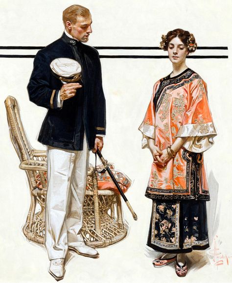 JC Leyendecker, "The Rescue of Theophilus Newbegin," The Saturday Evening Post cover, September 21, 1907. Joseph Christian Leyendecker, Saturday Evening Post Covers, Chinese Woman, Post Cover, The Saturday Evening Post, Graphisches Design, American Illustration, Saturday Evening Post, Evening Post