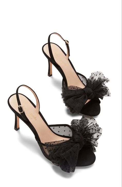 Kate Spade Bridal, Kate Spade Heels, Tulle Bow, Sparkle Heels, Window Shopping, Slingback Sandal, Sandal Women, Black Handbags, High Heel Sandals