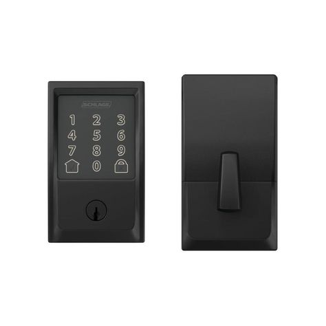 Schlage BE489WB Encode Matte Black Single-cylinder Deadbolt 1-Cylinder Lighted Keypad at Lowes.com Smart Door Locks, Wifi Signal, Electronic Lock, Lock Style, Electronic Recycling, Smart Lock, Smart Wifi, Amazon Alexa, Door Lock