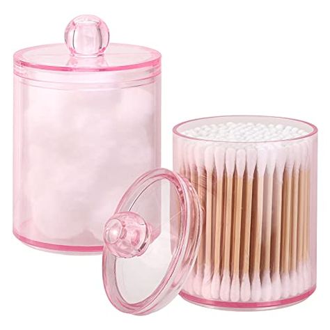 Tbestmax 2 Pack Qtip Holder Bathroom Jars Canisters for Cotton Ball Swab Pad Storage Dispenzer, Pink 10-Ounce Apothecary Jars Bathroom, Pad Storage, Bathroom Jars, Bathroom Canisters, Bathroom Containers, Dental Floss Picks, Colored Mason Jars, Cotton Rounds, Mason Jar Soap Dispenser