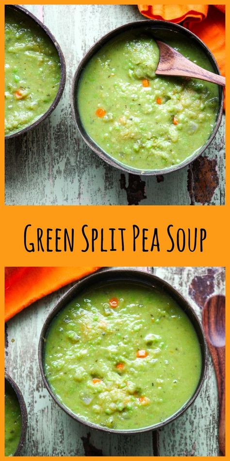 This easy & delicious green split pea soup can be made with a ham bone, or without. #pea soup recipe #green split pea soup Green Split Pea Soup, Pea Soup With Ham, Spring Soup, Green Pea Soup, Soup With Ham, Carrot And Lentil Soup, Pea Soup Recipe, Spring Soups, Green Split Peas