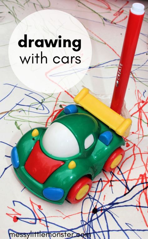 mark making activities for toddlers - toddler drawing with cars Toddler Drawing, Transportation Activities, Car Activities, Transportation Crafts, Art Activities For Toddlers, Nursery Activities, Daycare Activities, Drawing Activities, Activities For Toddlers