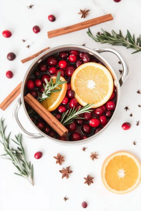 Cozy Christmas Potpourri Mix Potpourri Aesthetic, Christmas Potpourri, Holiday Scents, Cranberry Orange, Fresh Cranberries, Fresh Rosemary, House Smells, Dried Cranberries, Orange Slices