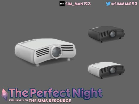 The Sims Resource - Movie Projector - The Perfect Night Sims 4 Clutter, The Artist Movie, Movie Projector, Sims 4 Cc Packs, Santa Paws, Theater Room, Perfect Night, Sims 4 Build, Movie Room