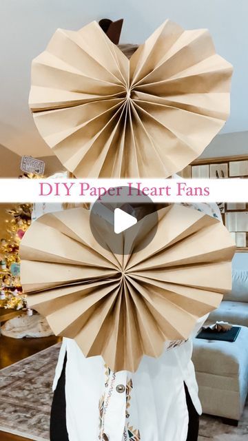 Paper Bag Diy Decoration, Valentine Day Paper Crafts, Heart Wall Hanging Diy Paper, Paper Bag Hearts Diy, Giant Heart Decoration, Large Valentine Decorations, Paper Heart Decorations, Neutral Valentines Day Decor Diy, Easy Valentine Decorations Diy