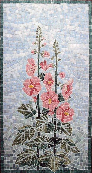 A Mosaic Hollyhocks, Broken China Crafts, Stained Glass Mosaic Art, Mosaic Tiles Crafts, Tile Mosaics, Mosaic Flower Pots, Mosaic Garden Art, Mosaic Animals, Roman Mosaic