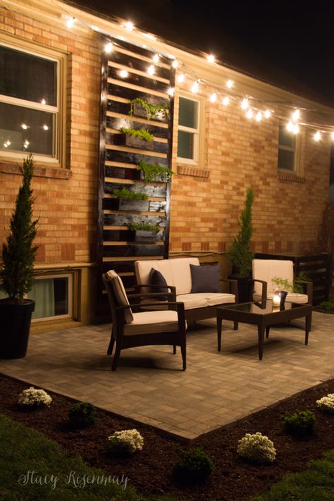 Patio decor Bistro Patio Ideas, Outdoor Seating Area Diy, Diy Paver Patio, Diy Paver, Fall Patio Decor, Bistro Patio, Pavers Diy, Fall Patio, Diy Patio Pavers