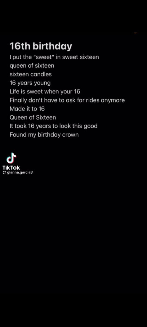 Birthday captions Instagram Sweet Sixteen Post Captions, 16 Birthday Ig Captions, 16 Birthday Caption Ideas, 16birthday Captions, Sixteenth Birthday Outfit Ideas, Sweet 16 Birthday Captions For Instagram, 16 Instagram Captions, Birthday Story For Myself, Captions For Sweet 16