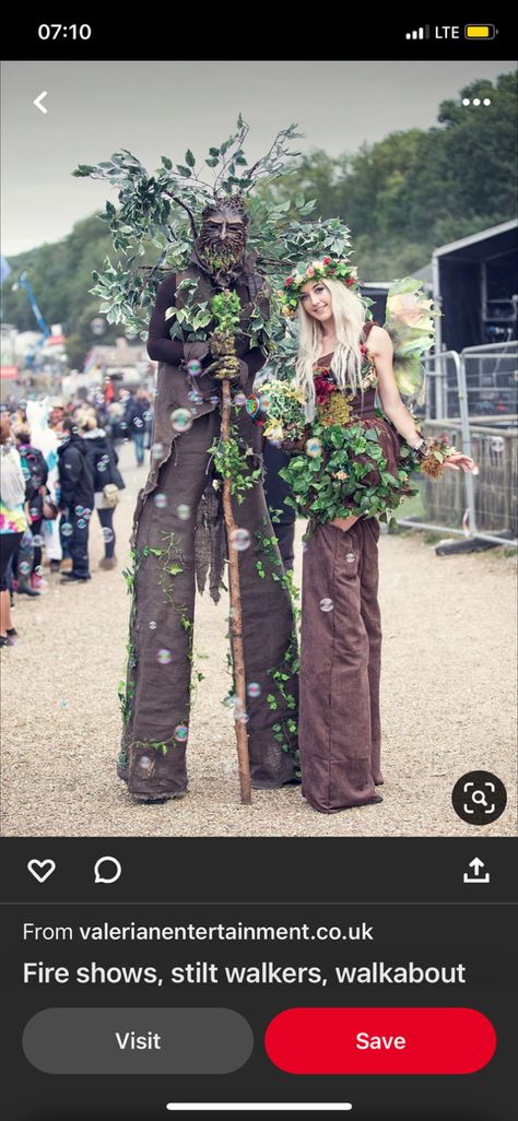 Forest Outfit Ideas, Enchanted Forest Theme Party, Forest Outfit, Forest Fairy Costume, Enchanted Forest Prom, Woodland Fairy Costume, Stilt Costume, Enchanted Forest Party, Tree Costume