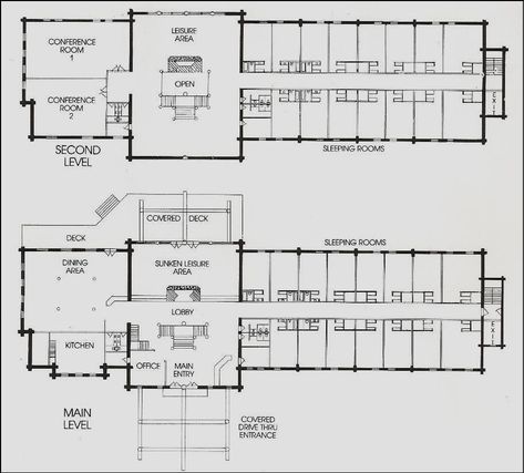 Wilderness Log Resorts Lodge Friend Compound, Guest Lodge Floor Plans, Lodge Layout, Small Lodge House Plans, Bed And Breakfast Floor Plans Layout, Lodge Layout Plans, Small Resort Design Plan, Bloxburg Orphanage, Lodge Design Architecture