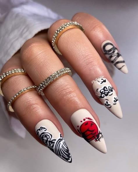 Japanese Art Nails, Nails Japanese Design, Japanese Nails Designs, Japan Inspired Nails, Japan Nails Design, Japanese Nail Art Kawaii, Japanese Inspired Nails, Nail Art Japanese, Nails Hacks