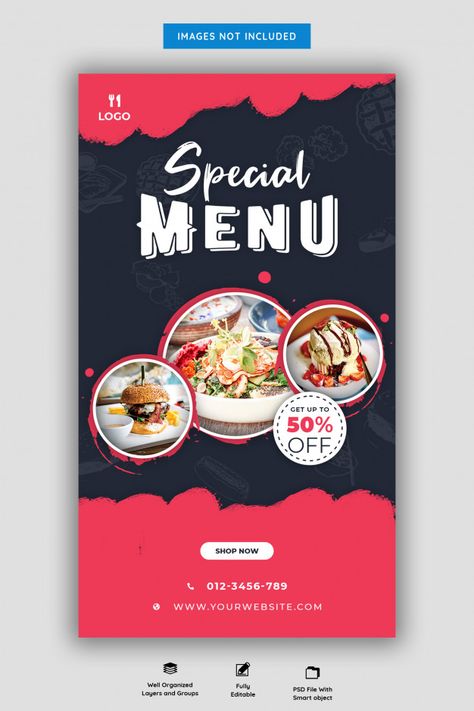 Restaurant Poster Advertising, New Menu Poster, Restaurant Instagram Story, Cafe Menu Design, Restaurant Social Media, Pamphlet Design, Food Banner, Food Menu Design, Banner Ads Design