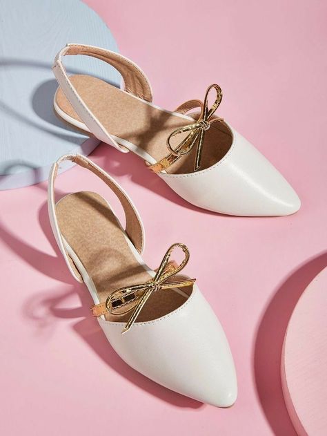 Shoes Flatlay, Shoes Editorial, Shein Shoes, Kids Flats, Fantastic Shoes, Bow Decor, Slingback Flats, Chic Shoes, Winter 2022