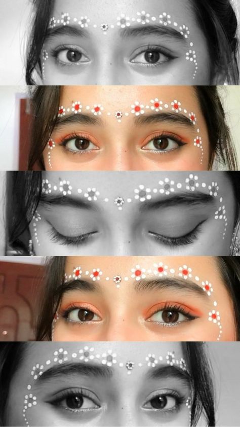 Gopi Look For Janmashtami, Janmashtami Mehndi Design Easy, Gopi Look Photoshoot, Radhe Makeup Look, Radha Photoshoot Ideas At Home, Krishna Face Makeup, Radha Rani Look Photoshoot, Radha Rani Photoshoot Ideas, Radha Look Photoshoot