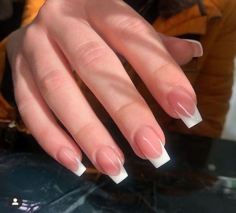 White Tip Acrylic Nails, White Tip Nails, Simple Gel Nails, French Tip Acrylic Nails, Simple Acrylic Nails, French Acrylic Nails, Classy Acrylic Nails, Cute Gel Nails, Tip Nails