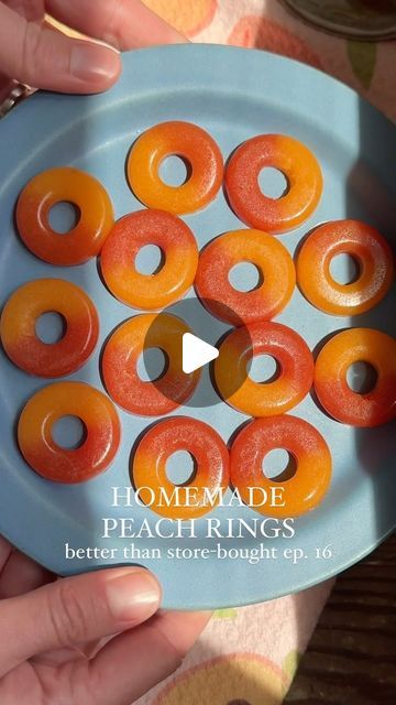 Lexi Harrison & Beth Sinclair on Instagram: "Homemade Peach Ring Gummies for episode 16 of Better Than Store-Bought! 🍑🛟 

Recipe below 👇 or comment ‘RECIPE’ and I’ll send the recipe straight to your DMs 💌

You only need 5 ingredients & they’re packed with real peach flavor! We like them plain or tossed in sugar and citric acid for a sour candy. 

The key to making homemade gummies that actually have a chewy/gummy texture (versus jell-o) is to dry them out at room temp overnight. They shrink and dry out, which concentrates the flavor AND gives you that perfect gummy texture!

These contain SO much less sugar than most store-bought peach rings, and the real fruit flavor really comes across. 

Bookmark this post for the full recipe below 👇 You can also comment ‘recipe’ and I’ll send it s Homemade Peach Rings, Better Than Store Bought, Home Made Gummies, Natural Red Food Coloring, Peach Ring, Homemade Gummies, Crowded Kitchen, Making Sweets, Homemade Jelly