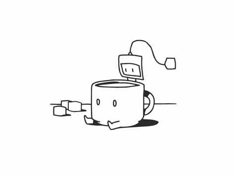 Simple Character Animation Gif, Funny Characters To Draw, 2d Loop Animation, Tea Motion Graphic, Tea Cute Drawing, Solid Drawing Animation, Animated Illustration Gif, Tea Character Design, Cool Animations Gif