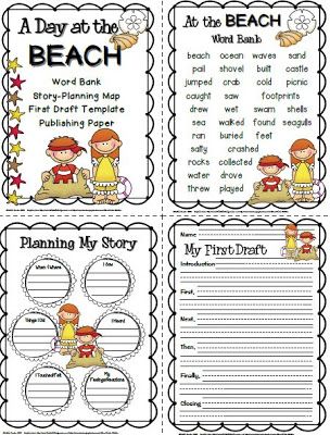 I just completed a cute "A Day at the Beach" writing pack for one of my students who will be out for a week on independent study. Summer Writing Activity, Beach Writing, Camping Theme Preschool, Summer School Activities, Summer Words, Independent Study, Summer Writing, 1st Grade Writing, First Grade Writing