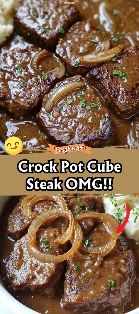 Crock Pot Cube Steak OMG!! THIS IS DELICIOUSS!! Easy Crock Pot Christmas Dinner, Cube Steak Crock Pot Recipes Healthy, Crockpot Swiss Steak Recipes Crock Pot, Crock Pot Sunday Dinner, Cubed Steak Recipes Easy Oven, Cube Steak Freezer Meal, Easy Pepper Steak Recipe Crock Pots, Crock Pot Venison Steaks, Steak And Potato Crockpot Recipes