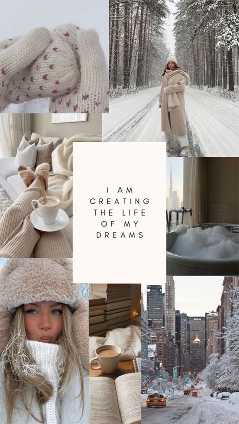 Aesthetic Winter Collage, Winter Home Screen, Winter Homescreen, Winter Collage, Winter Neutrals, Ski Trip Outfit, Aesthetic Snow, Home Screen Aesthetic, Cozy Mood