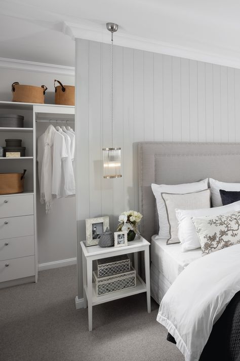 Bedroom Ideas Hamptons Style, Hamptons Farmhouse Style Bedroom, Main Bedroom Panelling, Hamptons Main Bedroom, Hamptons Wardrobe Doors, Hamptons Master Suite, Modern Hamptons Style Bedrooms, Hamptons Style Bedrooms Master Suite, Hamptons Bedroom Master Suite