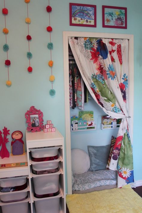 Transform Your Closet to a Sensory Escape Reading Nook | The Sensory Spectrum Closet Nook, Reading Nook Closet, Reading Corner Kids, Reading Nook Kids, Closet Diy, Nursery Closet, Kid Closet, Sensory Room, Small Closet