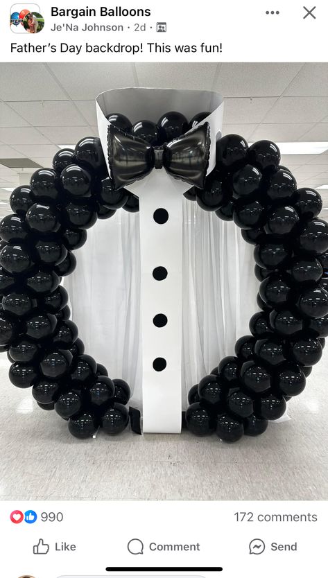 Gentleman Birthday Party, Suit And Tie Party Theme, Police Balloon Arch, Masquerade Balloon Decorations, Balloon Decor For Men, Balloon Decorations For Men, Balloon Decorations For Birthday Men, Tuxedo Backdrop, 30 Birthday Ideas For Men