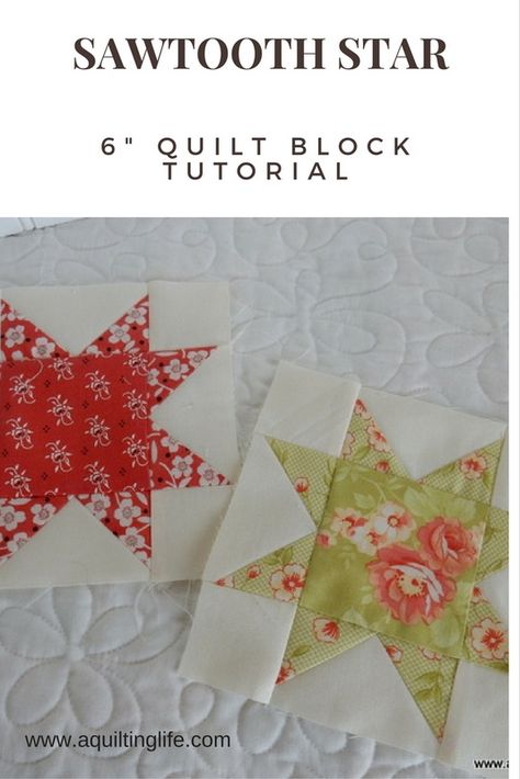 A Quilting Life, Sawtooth Star, Star Quilt Blocks, Quilt Projects, Star Quilt Patterns, Quilt Block Tutorial, Sampler Quilt, Star Blocks, Star Quilts