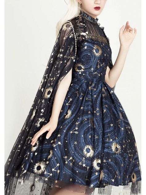 Cosmic Core, Starry Clothes, Nighttime Aesthetic, Starry Night Dress, Celestial Style, Space Dress, Pretty Quinceanera Dresses, Portfolio Presentation, Royal Outfits